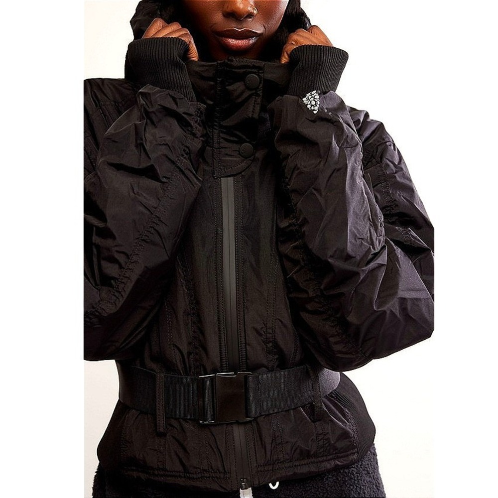 FP Movement Free People Powder Vixen Ski Jacket Black Primaloft Belted OB1927955